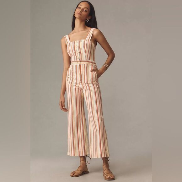 Anthropologie The Portside Button-Front Jumpsuit by Maeve Size 12 - Picture 1 of 4